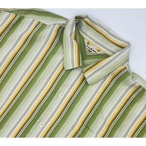 Tommy Bahama Mens 100% Silk Beachy Summer Lightweight‎ Shirt Green Stripe XL